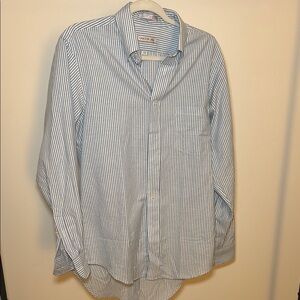 Oakton Limited Casual Blue and White Striped Button Down Shirt